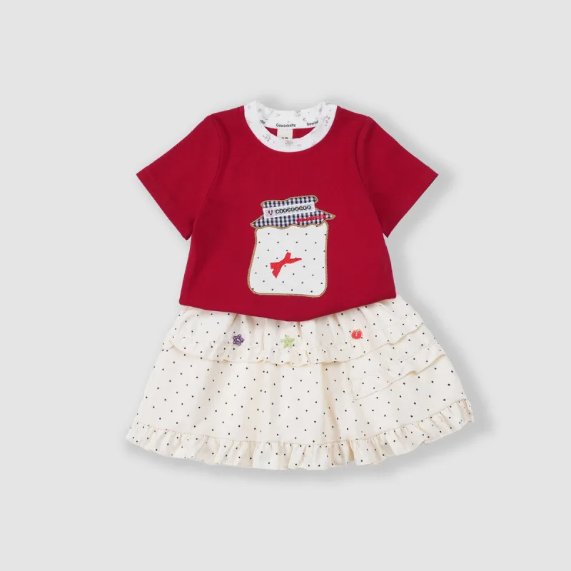 Summer Style kids' sets and outfits for Little Girls 2PCS SETS Cute Roupas Infantil Menina Short Sleeve Top Set