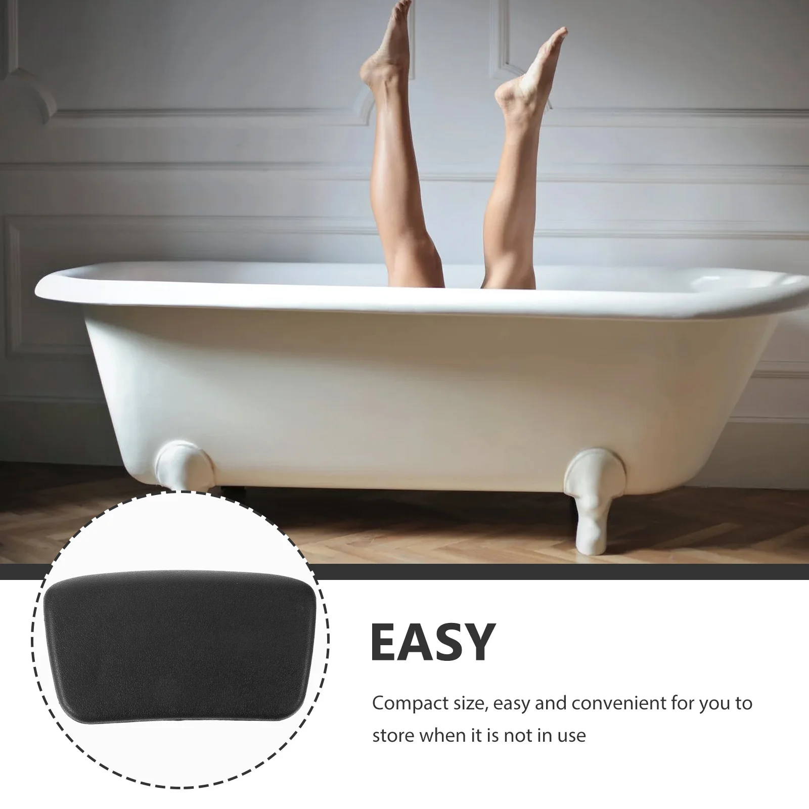 

1 Bath Bath Tub Head Pillow Pillow PVC Black B Style Soaking Spa Neck Back Support Water Resistant Easy Clean Compact Storage