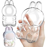 Protective Case for Labubu Clear PVC Portable Storage Box with Keychain Dustproof Scratch-resistant Collector Display (NO Doll)