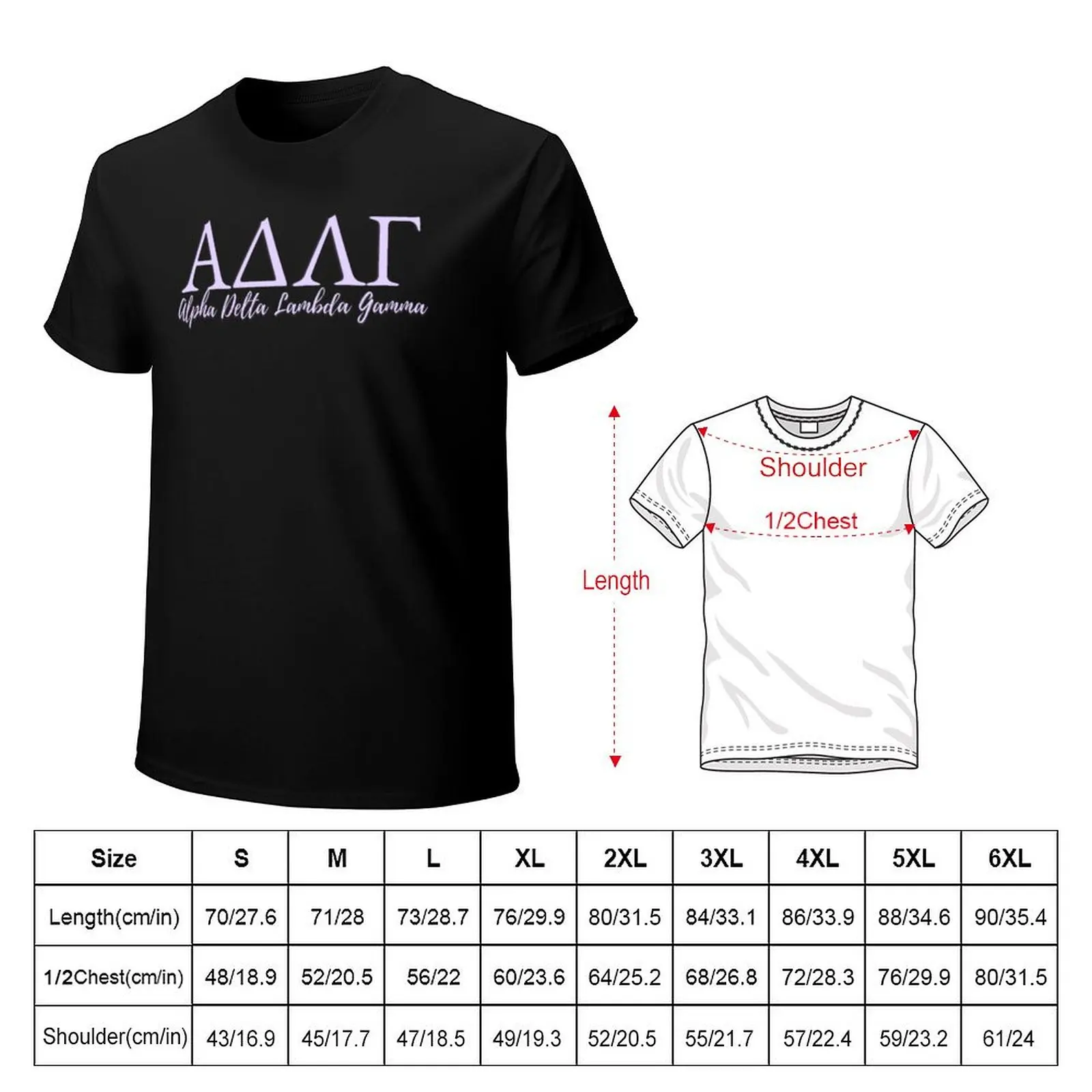 Alpha Delta Lambda Gamma Lavender & Plum T-Shirt Trendy Print Short Sleeve T-Shirt