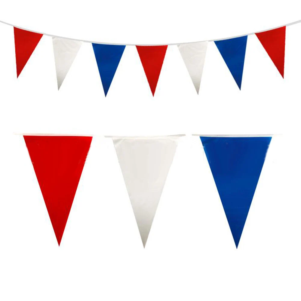 Banderines con banderines para decoración de fiestas, banderines de cuerda de Francia, Festival de vacaciones, blanco y azul, 50 unidades por lote