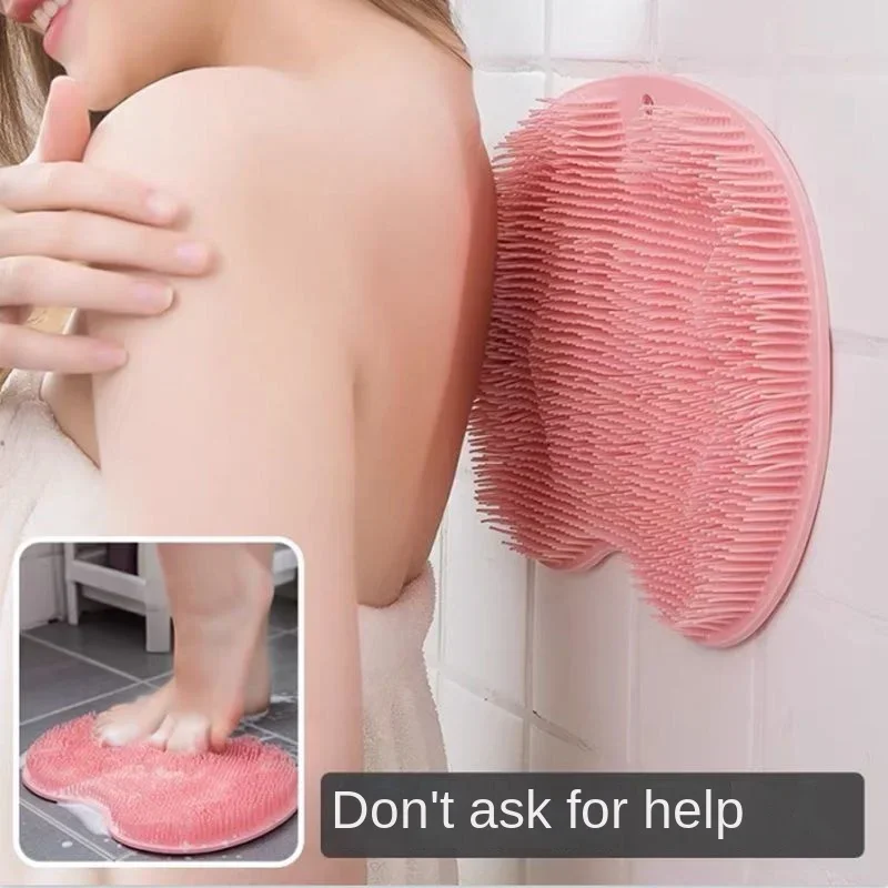 Non-Slip Bath Scrub Pad Silicone Exfoliating Shower Massage Scraper Foot Wash Brush Bathroom Tool Mat Rub Back Sucker Brushes