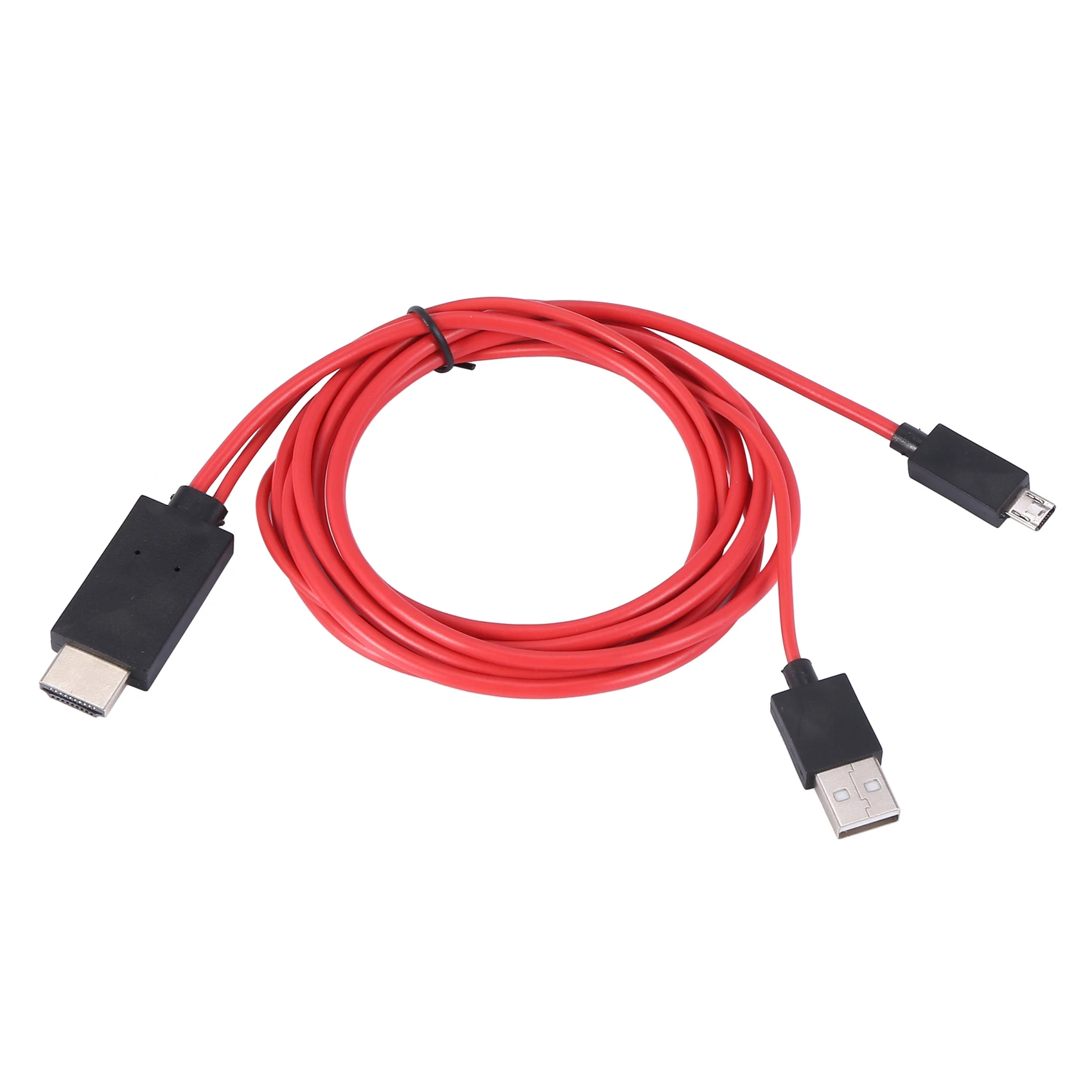 6.5 Feet Micro-USB to HDMI Adapter Converter Cable 1080P HDTV for Android Devices Samsung Galaxy S3 (11 Pin, Red)