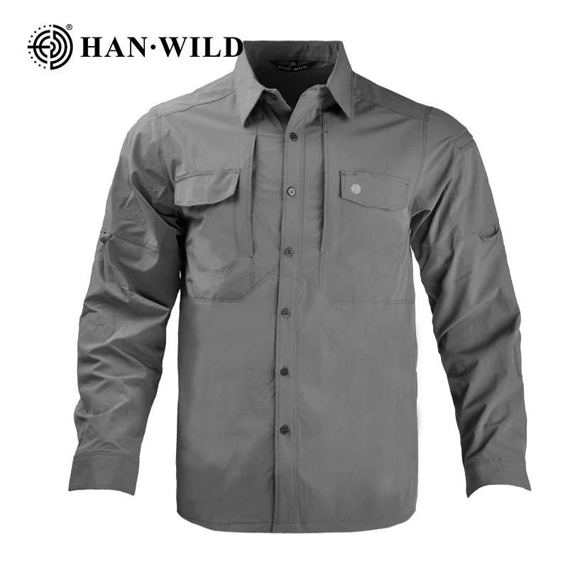 Tactical Shirts Men\'s Lightweight  Long Shirts Safari Multi-Pockets Work Cargo Shirt Quick Dry Men Military Clothing Army Shirts