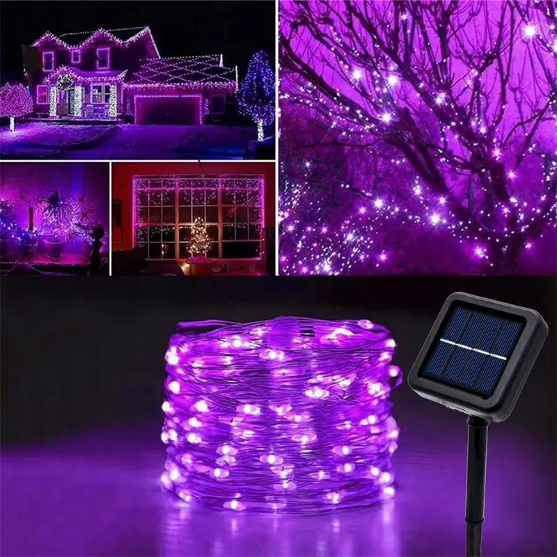 

LED Solar Christmas Garland Lamp Solar Copper Wire Outdoor Light String 8 Modes for Wedding Party Home Garden Summer Decoration