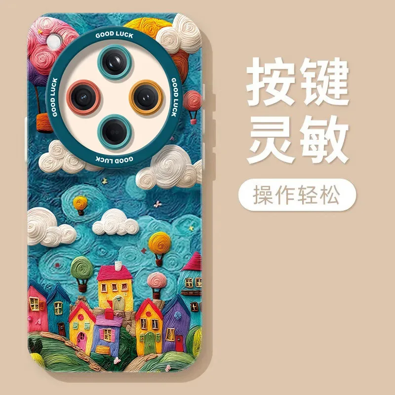 

for OPPO Find X8 X8Pro case Find X7 X6Pro Casing Cute house balloon town cartoon pattern shockproof soft cover new