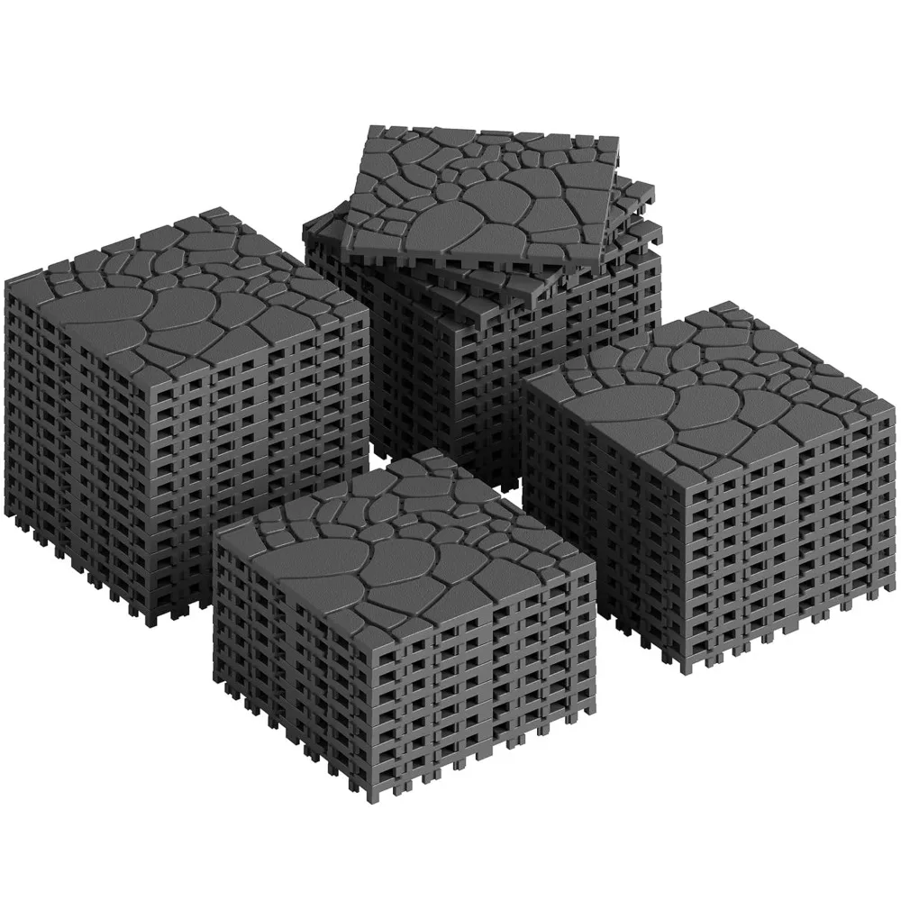 

44-Piece Rovibek Deck Tiles, 12 x 12 Durable Plastic Outdoor Tiles, Waterproof Patio Tiles for Balcony and Backyard