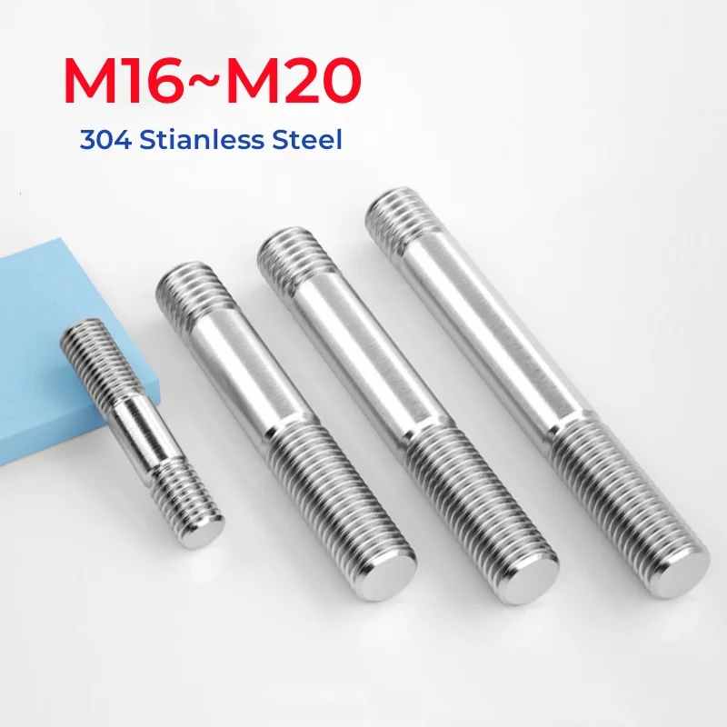 M16 M18 M20 304 Stainless Steel Unequal Length Double Bolts Screws Dual Thread Bar