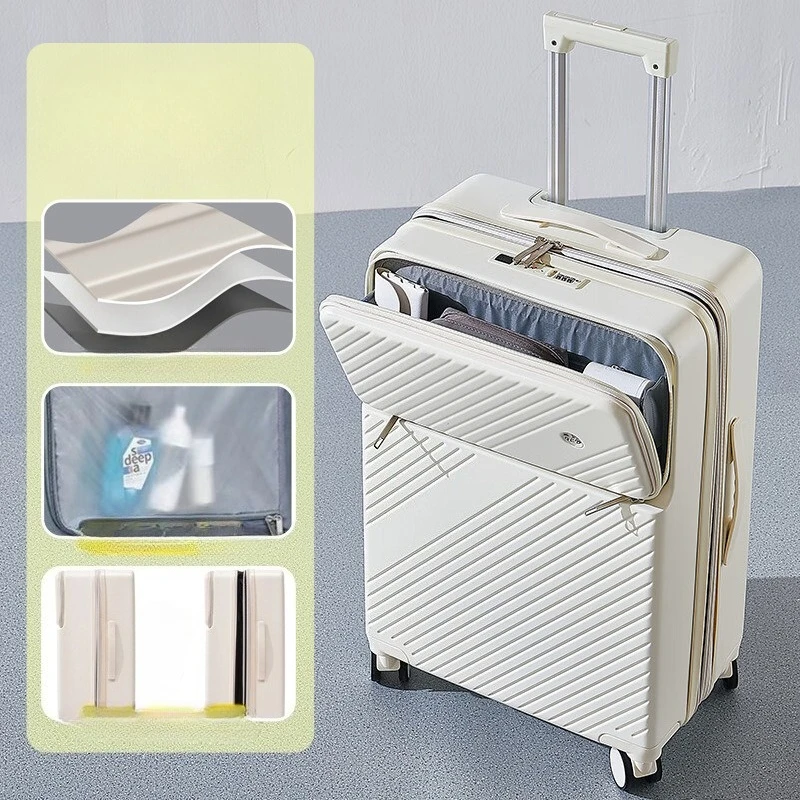 Expandable Waterproof PC Hardshell Suitcase 20 Inch Front Opening Spinner Luggage TSA Lock Lightweight Student Travel Suitcase