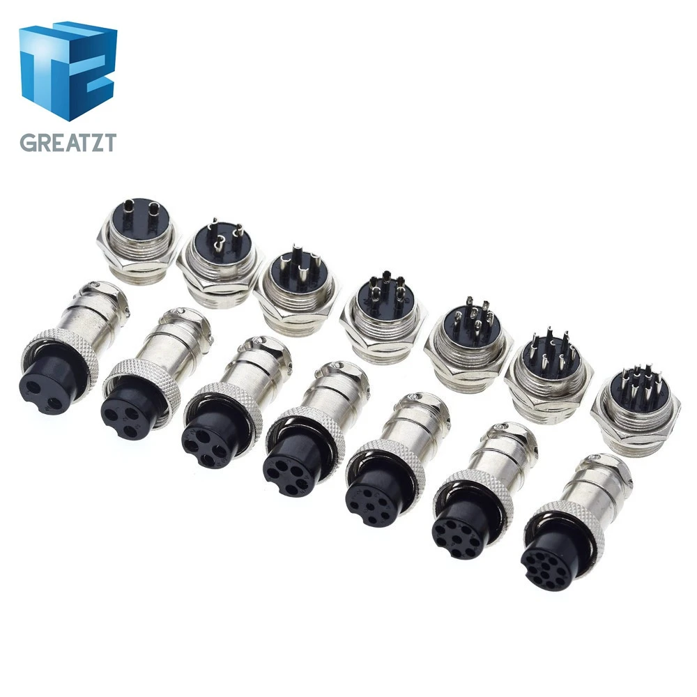 GREATZT 1set GX16 2/3/4/5/6/7/8/9/10 Pin Male & Female 16mm L70-78 Circular Aviation Socket Plug Wire Panel Connector for diy