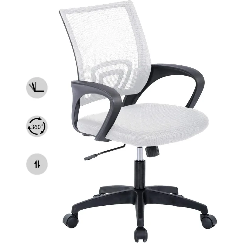 كرسي مكتب، كرسي مكتب مريح، كرسي كمبيوتر دوار تنفيذي مع دعم قطني للمنزل والمكتب (أبيض) #1