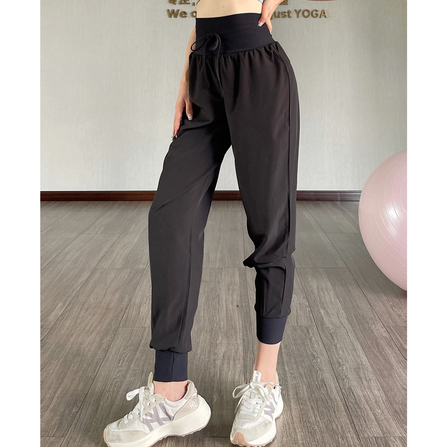 High waist casual sports pants women\'s outdoor training running leggings trousers loose yoga net red fitness pants