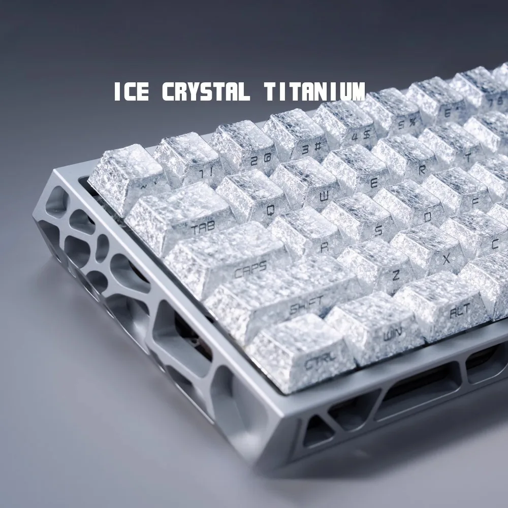 Ice Crystal Titanium Theme Keycap Set 112Keys Custom Keyboard Cap PBT Cherry Profile Keycaps for Mechanical Keyboard Accessories