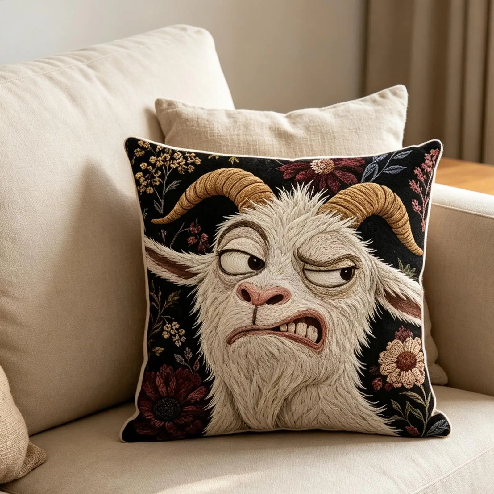 Pillow Covers Funny Screaming Angry Goat Print Cushion Cover 45x45cm, Throw Pillow Cover For Home Sofa Living Room Decor