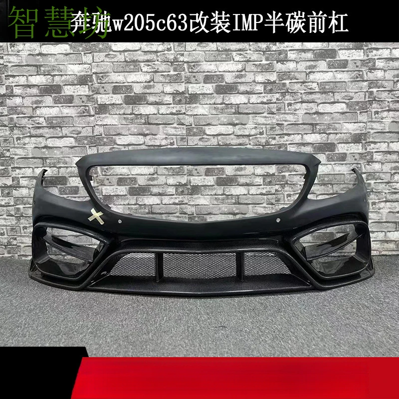 

Suitable For Mercedes-Benz W205 C63 C-Class Modified IMP Style Large Body Kit Fiber Front Bumper Semi-Carbon