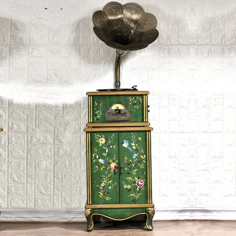 Retro Phonograph European-Style Vinyl Record Player Living Room Bluetooth Audio Hand-Painted Multi-Function Media Player