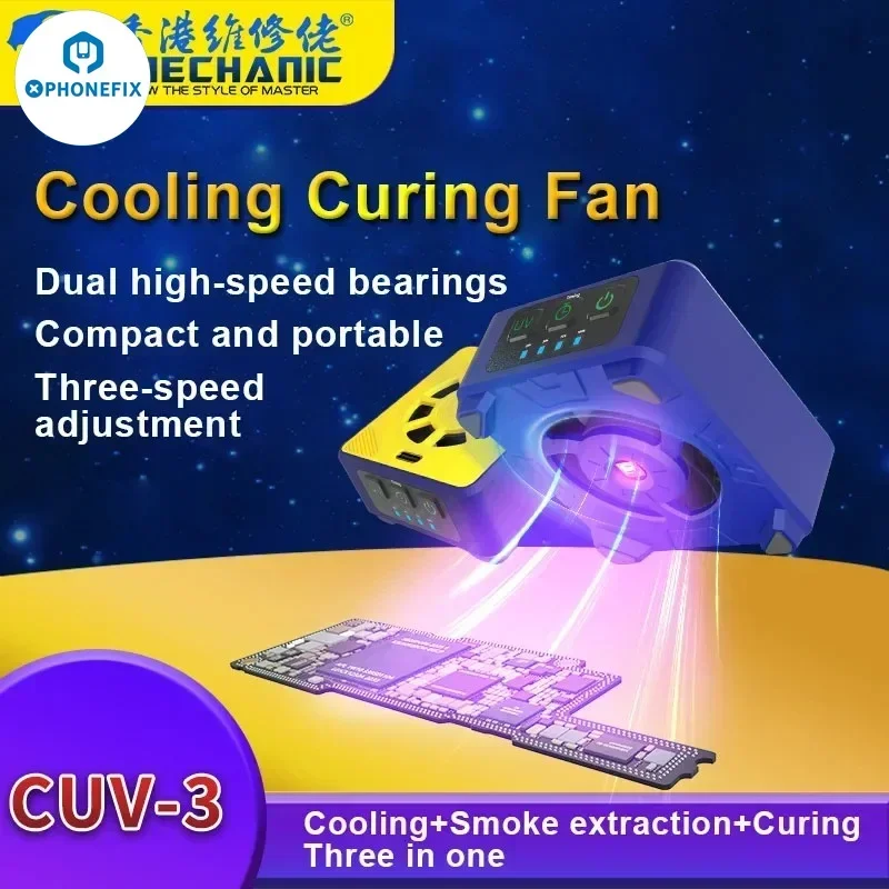 Monteur CUV-3 UV-Uitharding Lamp Universele Verstelbare Snelle Koeling Warmte Dissipatie Rookafzuiging Ventilator Voor Telefoon Pcb Reparatie Tool