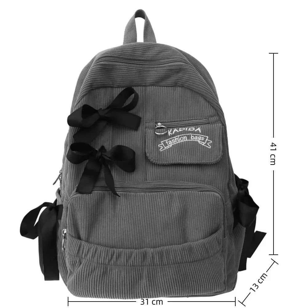 Tas Ransel Pelajar dengan Ikat Pita Lucu Kapasitas Besar Tas Sekolah yang Dapat Disesuaikan Tas Ransel dengan Pita Berlipit