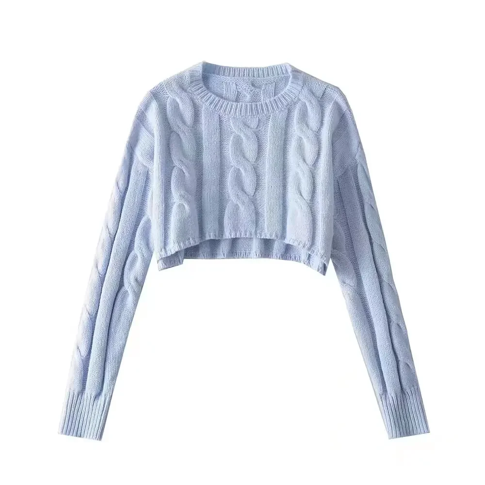 Top de manga larga, ropa vintage de invierno para mujer, suéter de punto 2025, suéter de moda coreana para mujer, jersey holgado recortado de muy buen gusto para otoño