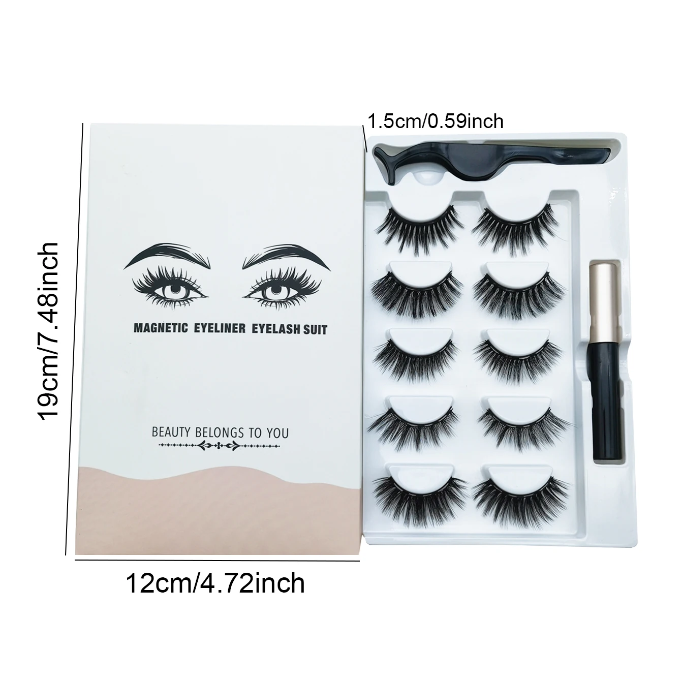 5 ペアの磁気まつげ、8D 手動まつげ、アイライナーペンつけまつげ、耐久性のある手動まつげメイクアップツール