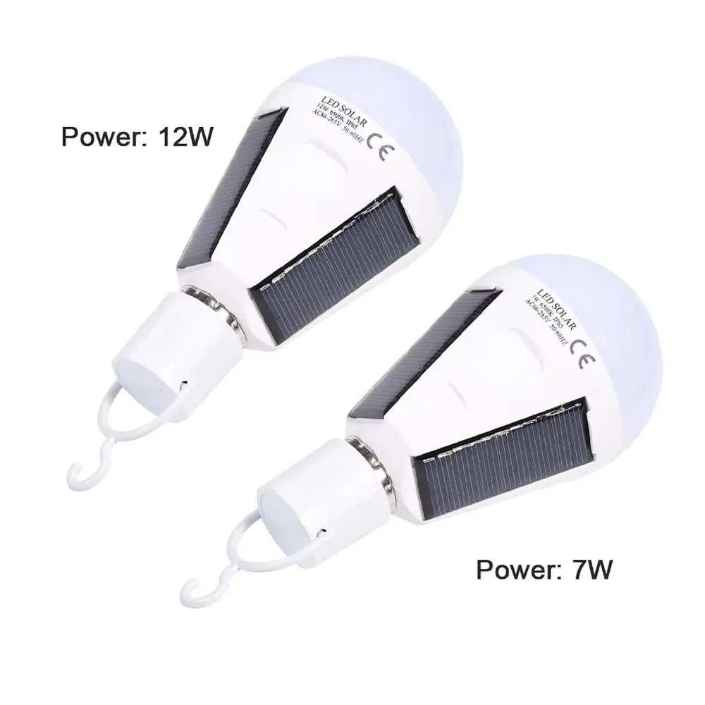 Family Flicker-Free Rechargeable LED Bulb 12W Solar Charging Emergency Light Bulb Portable 7W LED Bulb Light Patio