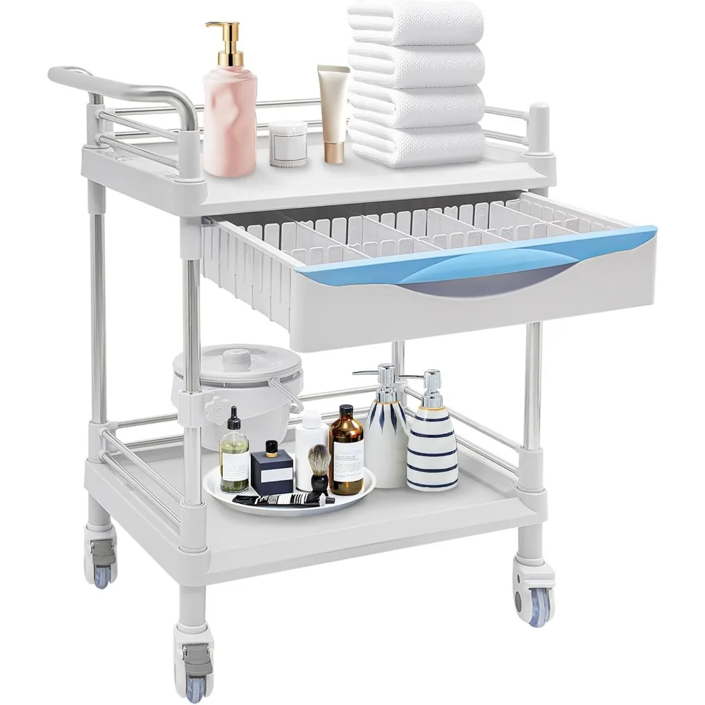 Medical Mobile Trolley Cart with Drawers,Rolling Utility Makeup Cart Beauty Salon Trolley with Dirt Buckets,Mobile Tool