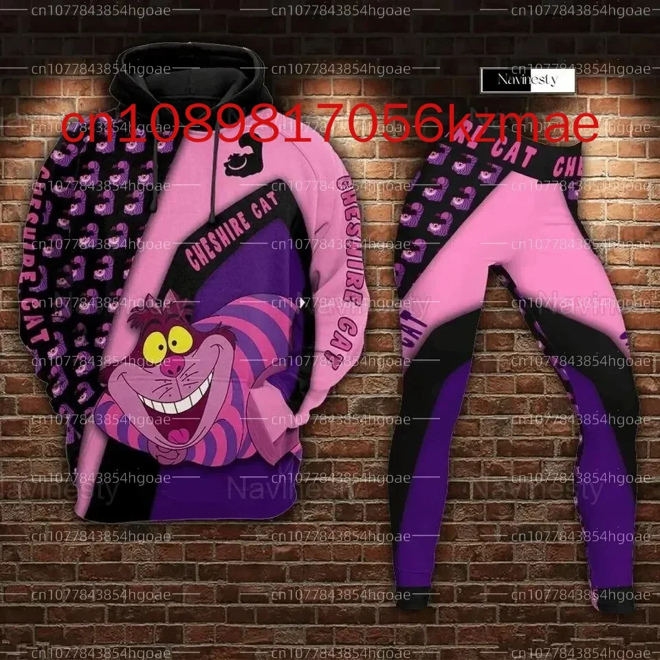 New Free Custom Disney Cheshire Cat Hoodie Leggings Suit Women\'s Diseny Hoodie Yoga Pants Sweatpants Fashion Tracksuit Sets