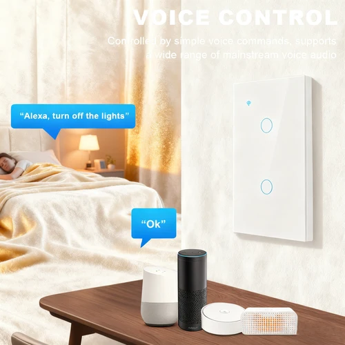 Imagen 2 del producto Interruptor de luz inteligente Interruptor táctil WiFi de 1 entrada: multicontrol de 3 vías, control de aplicación Smart Life, función de sincronización, unipolar blanco