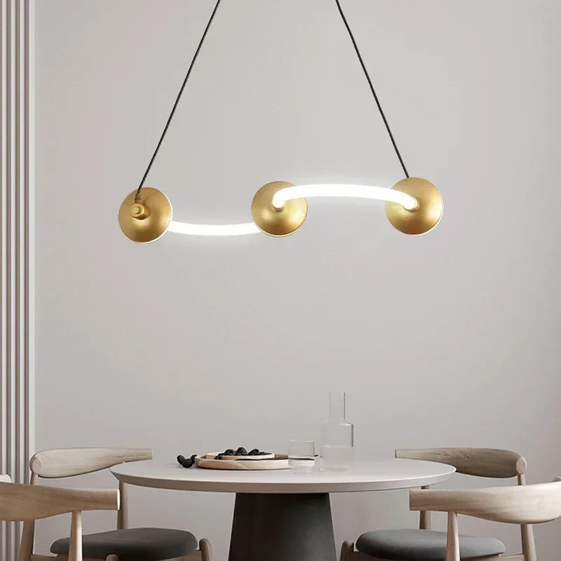 

Modern Simple Copper Chandelier Office Living Room Copper Led Pendant Light Art Home Decor Lamps Bedroom Dining Room Fixture