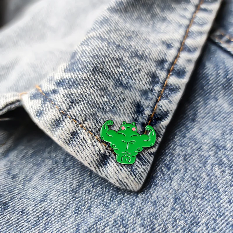 Cartoon frog brooch creative cute oil drop fitness posture frog badge chest cartoon clothing accessories