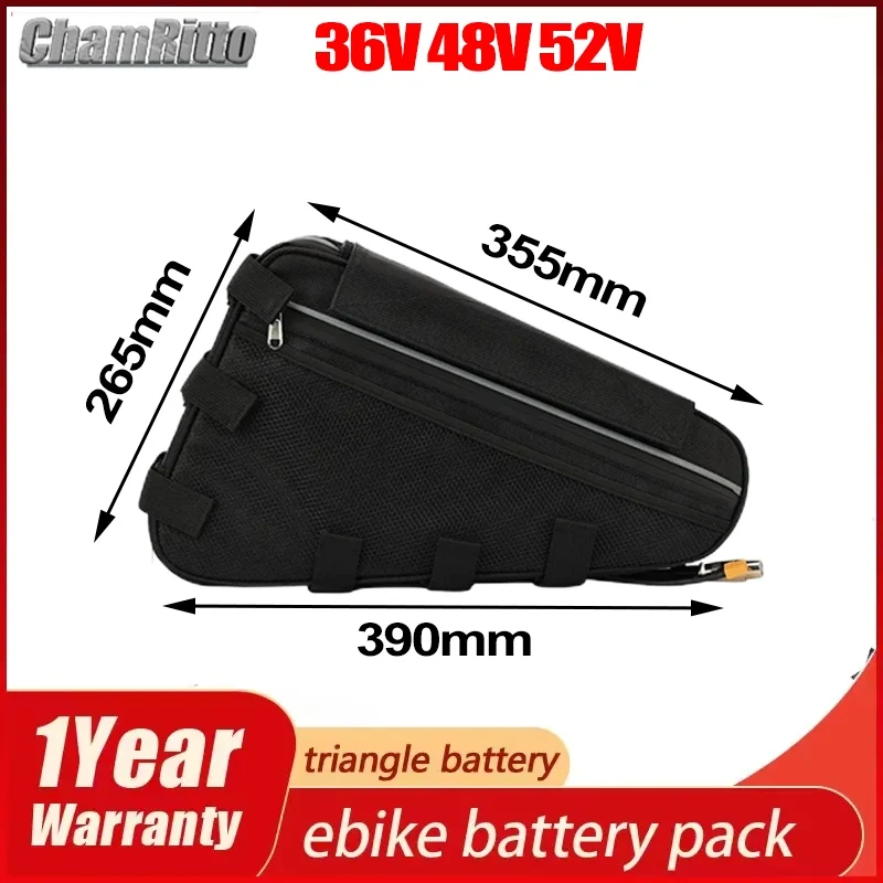 

Electric Bike Triangle Cham-Ride 48V 60AH 18650 Battery 52V 72V 60V 50ah 40ah 30AH 100A BMS Huge Capacity 3000W Super Powerful