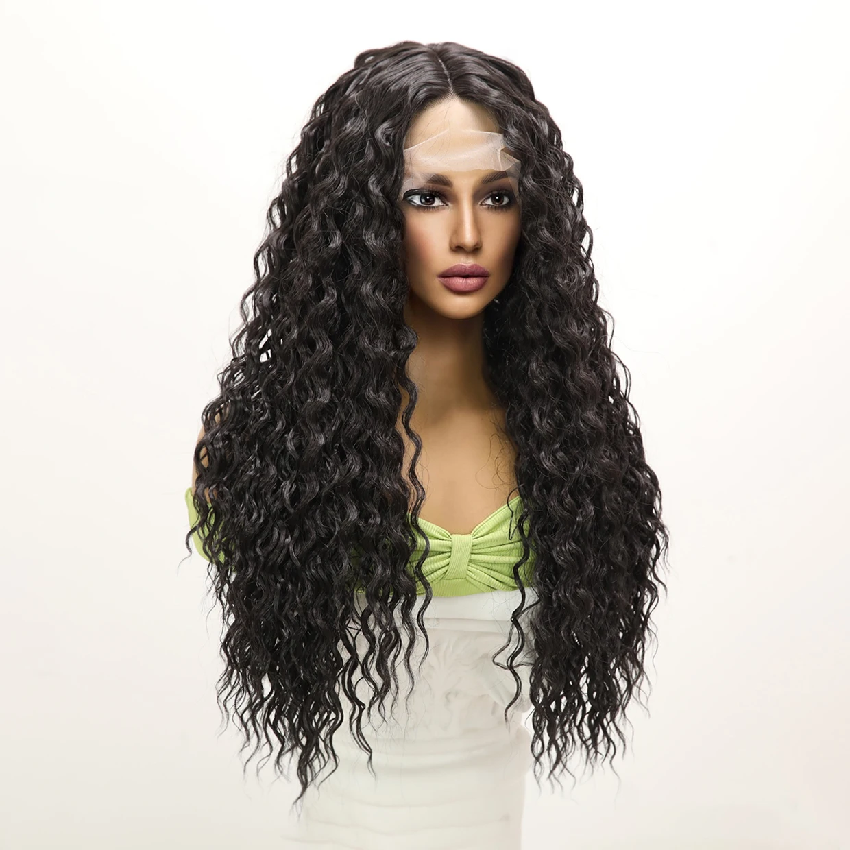 Fluffy Corn Velvet Wool Curls Latin American Curls Handmade Lace Wig For Women's Daily Black Long Hair Curls