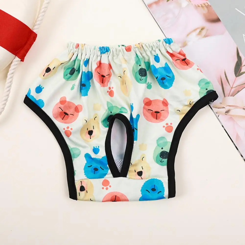 Dog Menstrual Pant Female Dog Sanitary Diaper Shorts Elastic Physiological Panties Cartoon Pattern Breathable Puppy Underwear