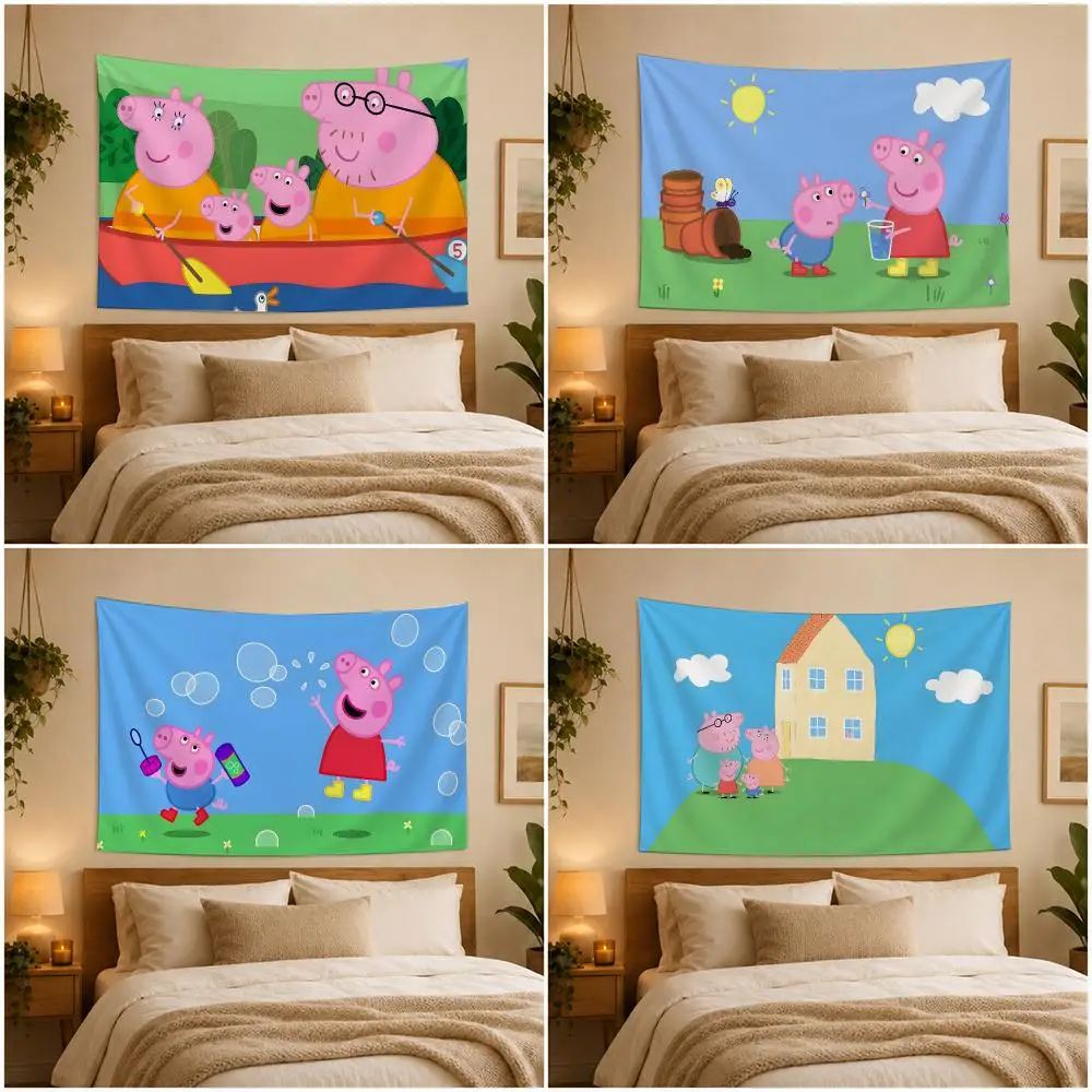 Peppa Pig Tapestry Wall Hanging Bohemian Wall Tapestries Mandala Home Decor For Living Room Bedroom Dorm