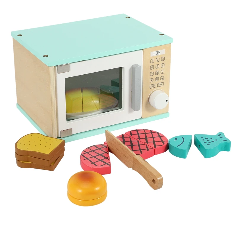 Children's Wooden Simulation Kitchen Toy Set Play House Early Education Toy Bread Machine Coffee Machine Juicer Oven