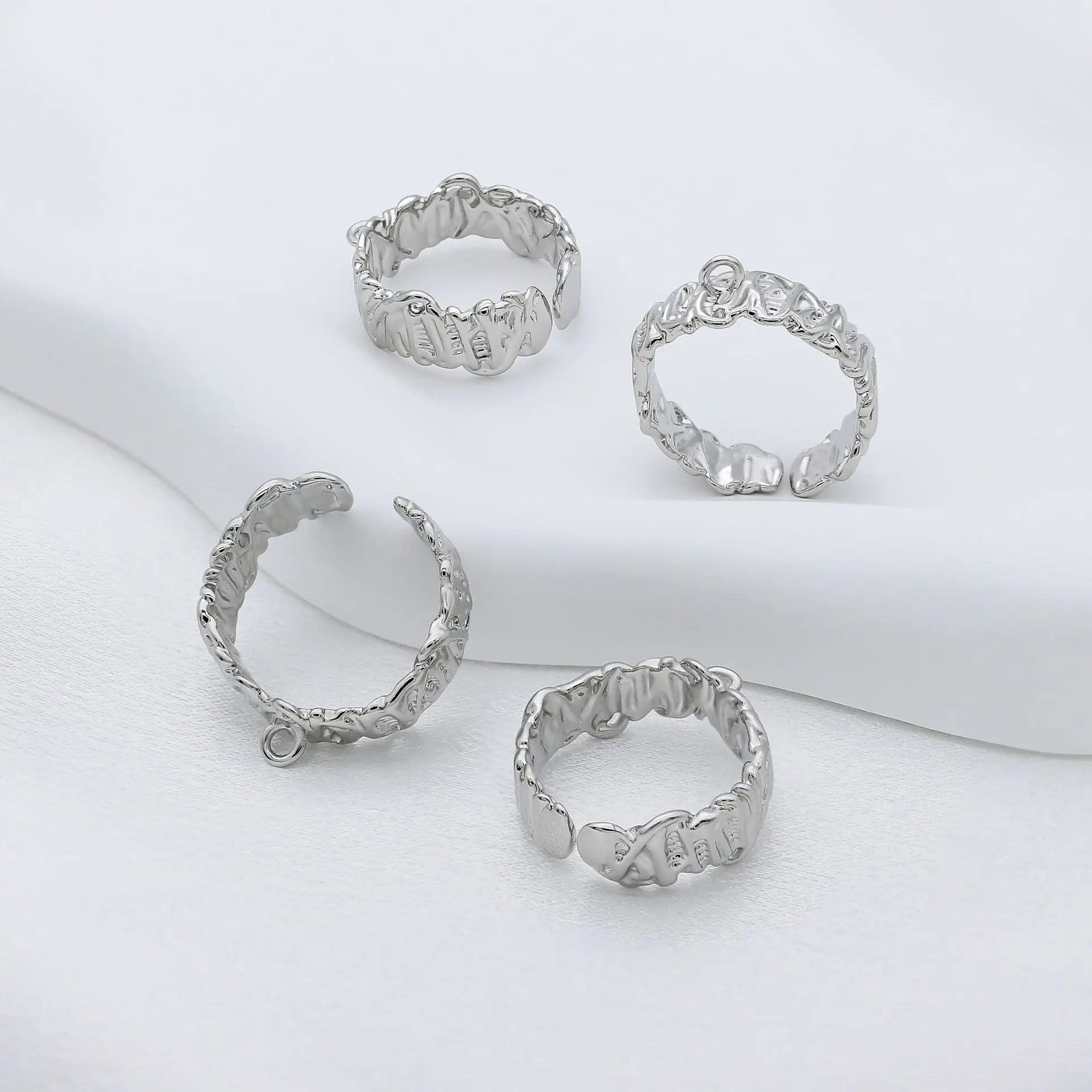 2 Stück/Set 18K Vergoldeter Unregelmäßiger Offener Splitring für Handgefertigte DIY-Ringe, Schmuckherstellung, Zubehör und Bastelbedarf – Detail 4