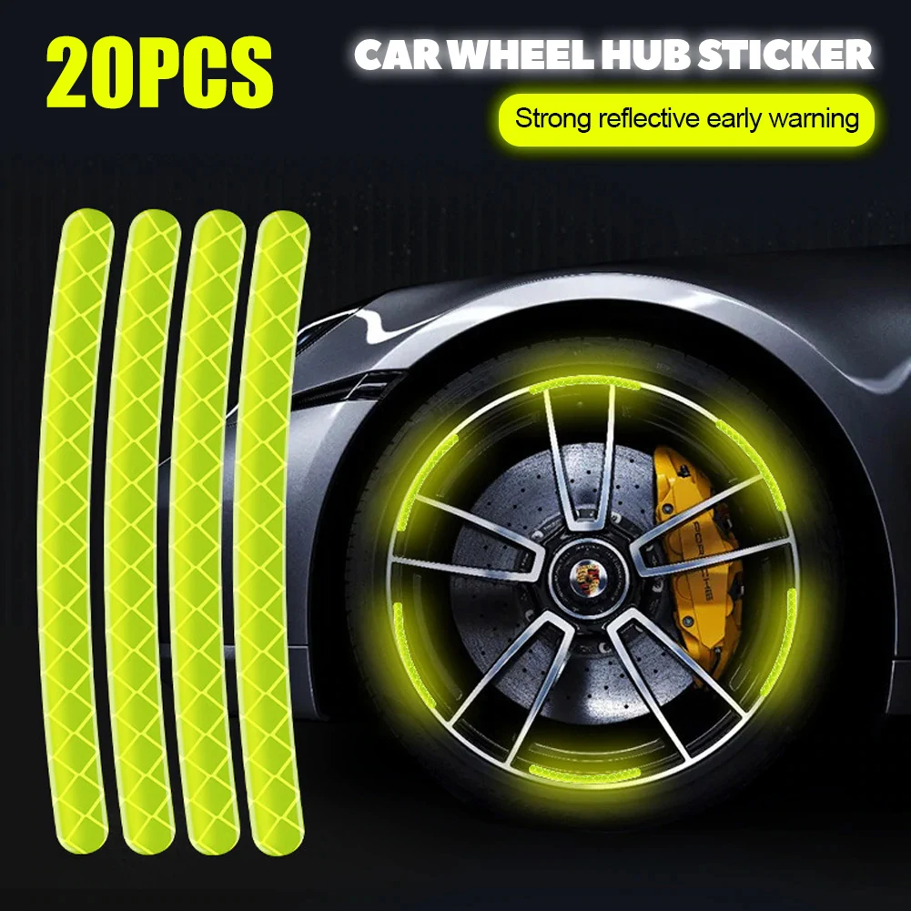 20 Strips Car Wheel Hub Sticker High Reflective Stripe Tape Bike Motorcycle Car Personality Decorative Stickers Car Accessories