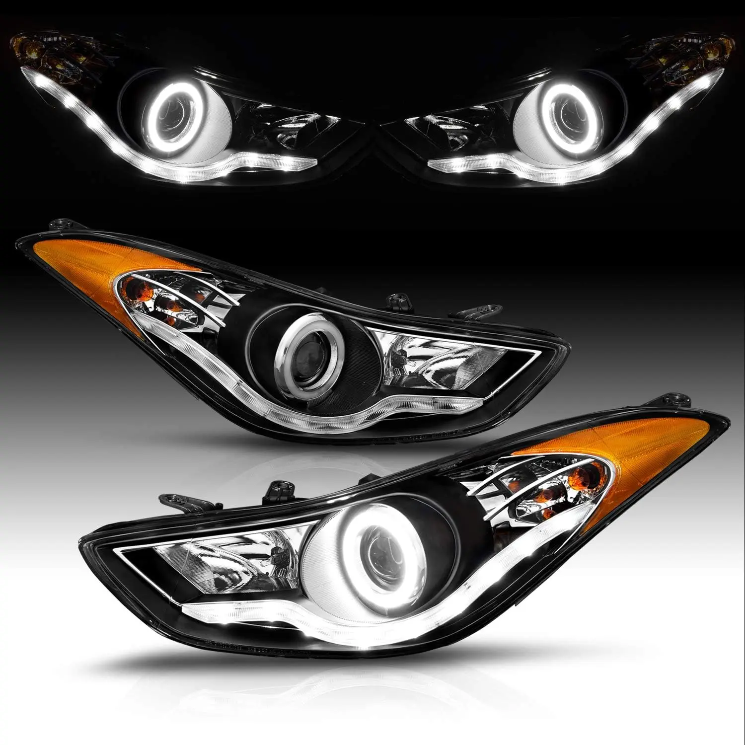 

Комплект галогенных фар Xtreme LED Halo проектора для Hyundai Elantra Sedan Coupe 2011-2013 годов - со стороны пассажира и водителя, автомобиль