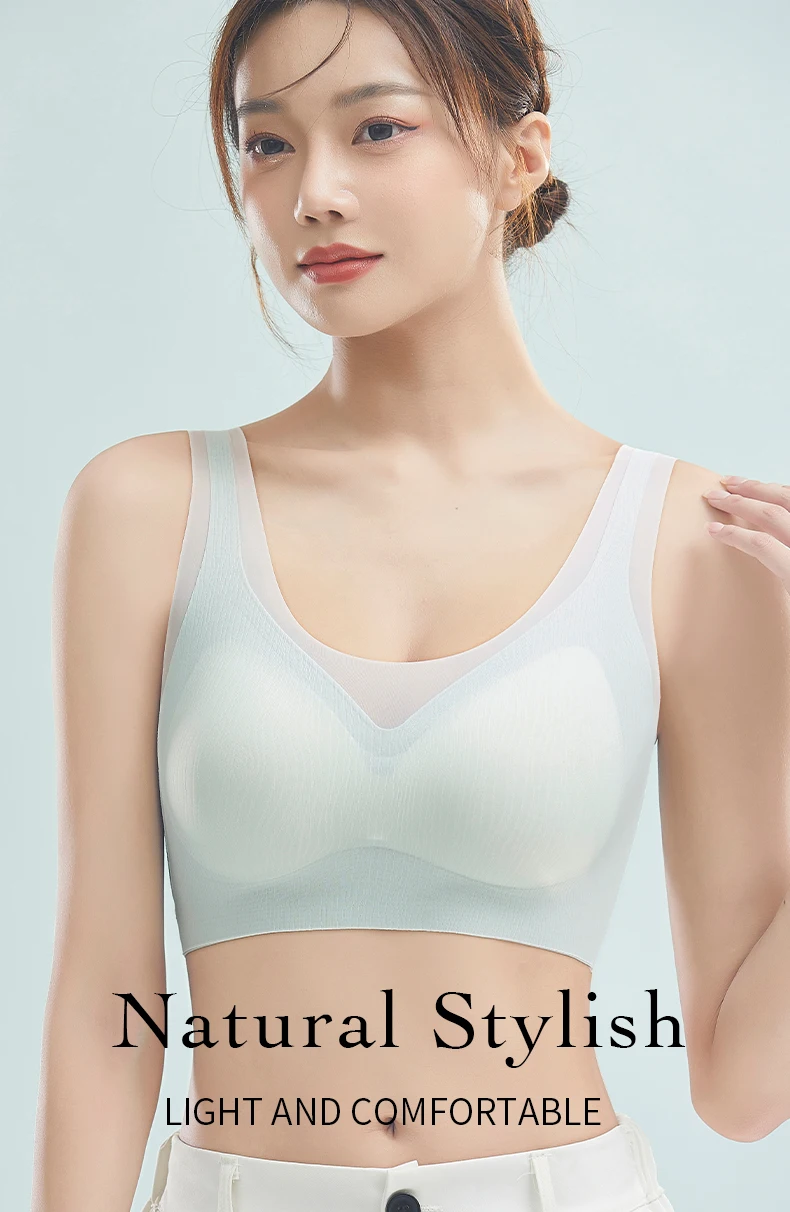 Thin Breathable Top Bra Women's Seamless Back Halter Vest Wrap Bra Small Chest Together No Steel Ring Full Cup