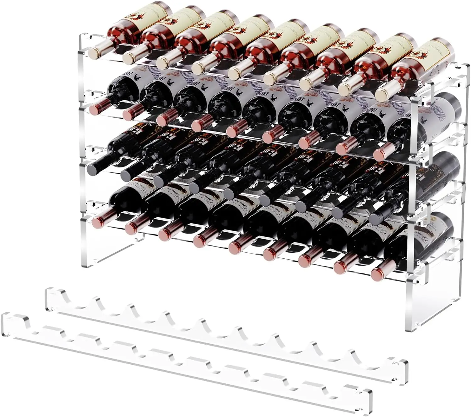 Wine Rack FreestandingFloor-4Tiers Stackable Wine Rack 36 Bottle Bottle Holder Acrylic Holder Wine Storage for Kitchen