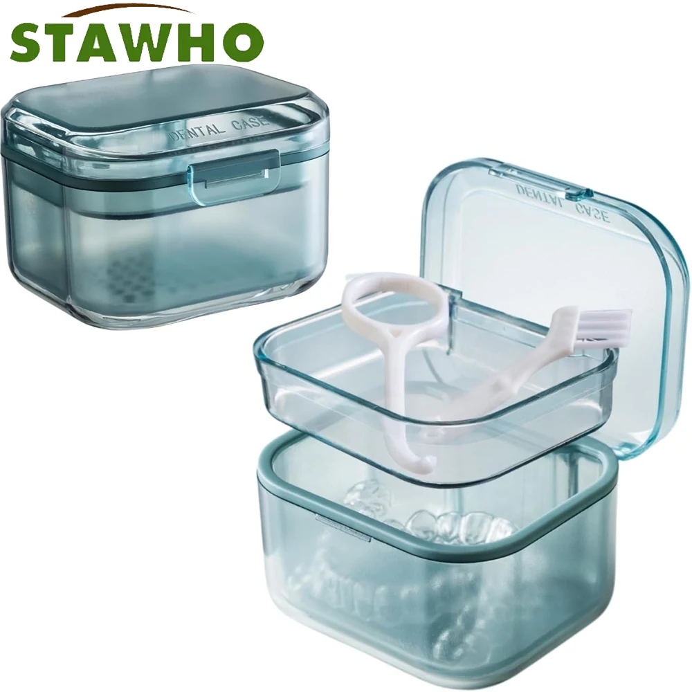 1PCS Retainer Cleaner Case, Unique Denture Bath Suitable for Dentures, Denture Bridges, Partial Dentures, Traditional Braces