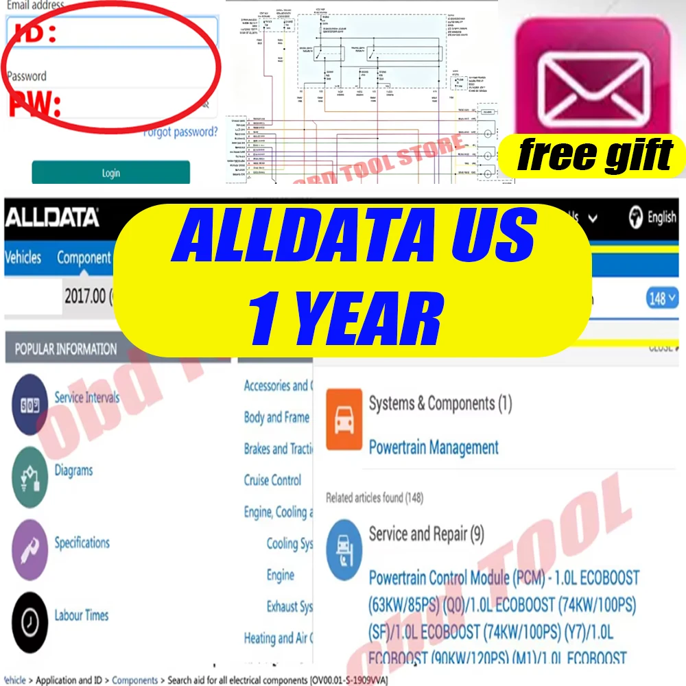 1YEAR Alldata US Auto Repair Data Wiring Diagrams Circuit Schematics Workshop Service Manual For American European Vehicles
