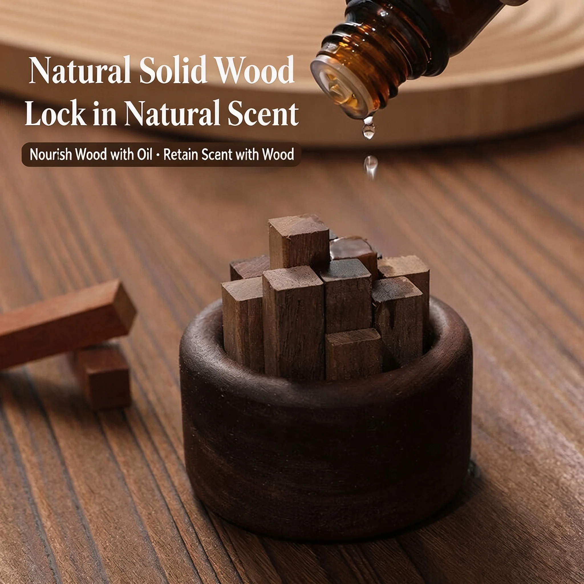 Wooden Essential Oil Diffuser Passive Aromatherapy Scent Holder Waterless Aroma Diffuser for Home Office Desk Gift