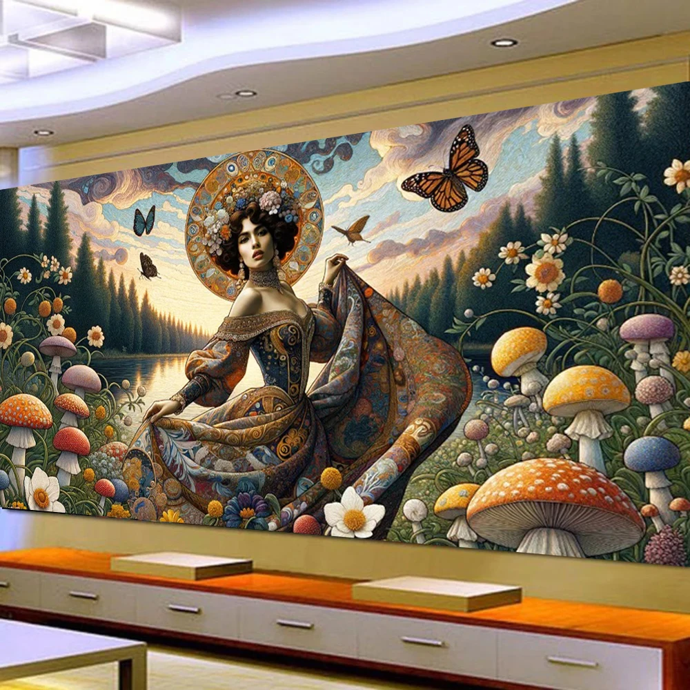 Beautiful Dancing Woman Fantasy Mushroom Landscape DIY 5D Diamond Painting New 2024 Full Mosaic Gustav Klimt Diamond Embroidery