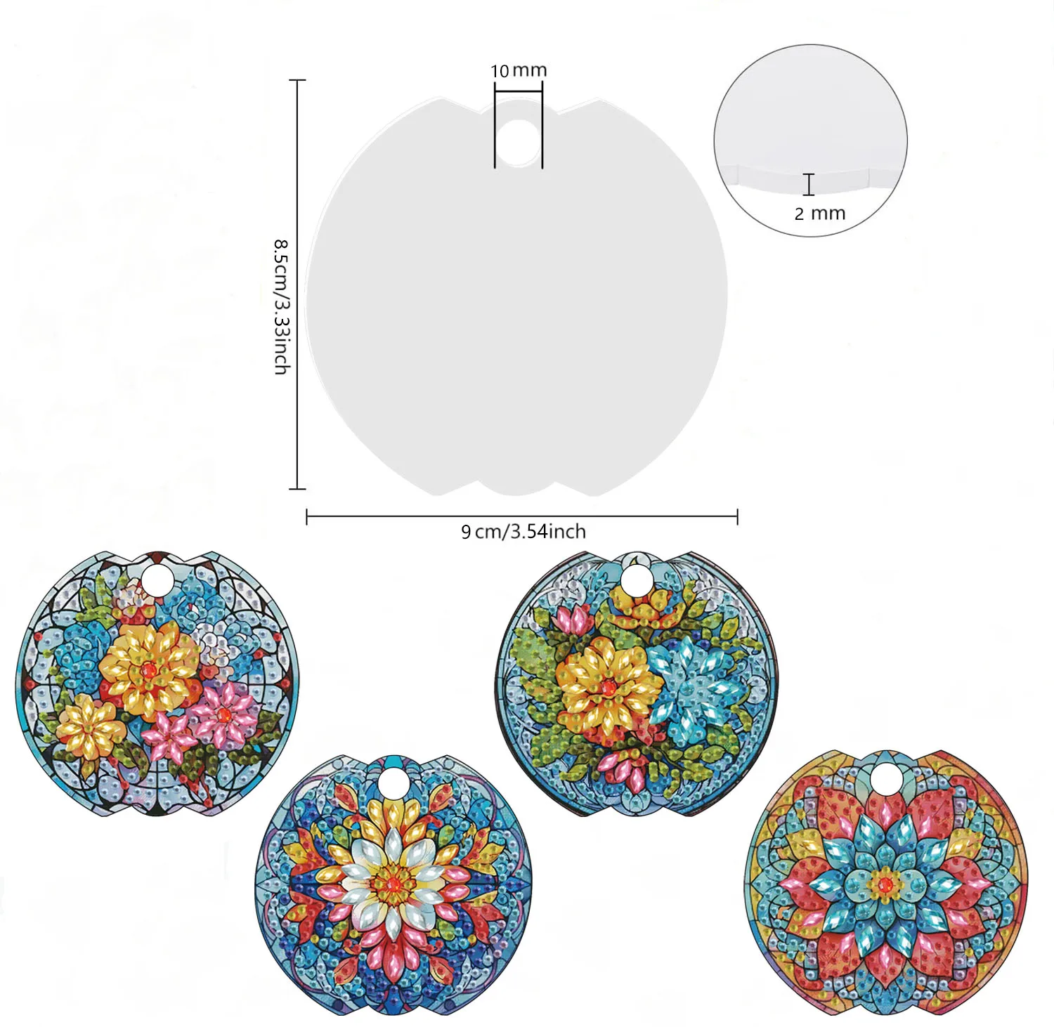 4piece floral DIY diamond art kit, Special shape crystal rhinestone Mosaic craft embellishments label ornament, acrylic material