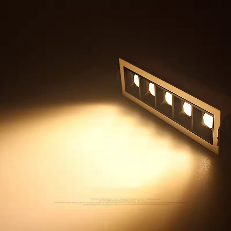 ไฟดาวน์ไลท์แบบฝังฝ้าเพดานทรงสี่เหลี่ยม ปรับความสว่างได้ 3W 6W 9W 15W 20W 30W 110V 220V ไฟ LED แบบเส้นตรง COB