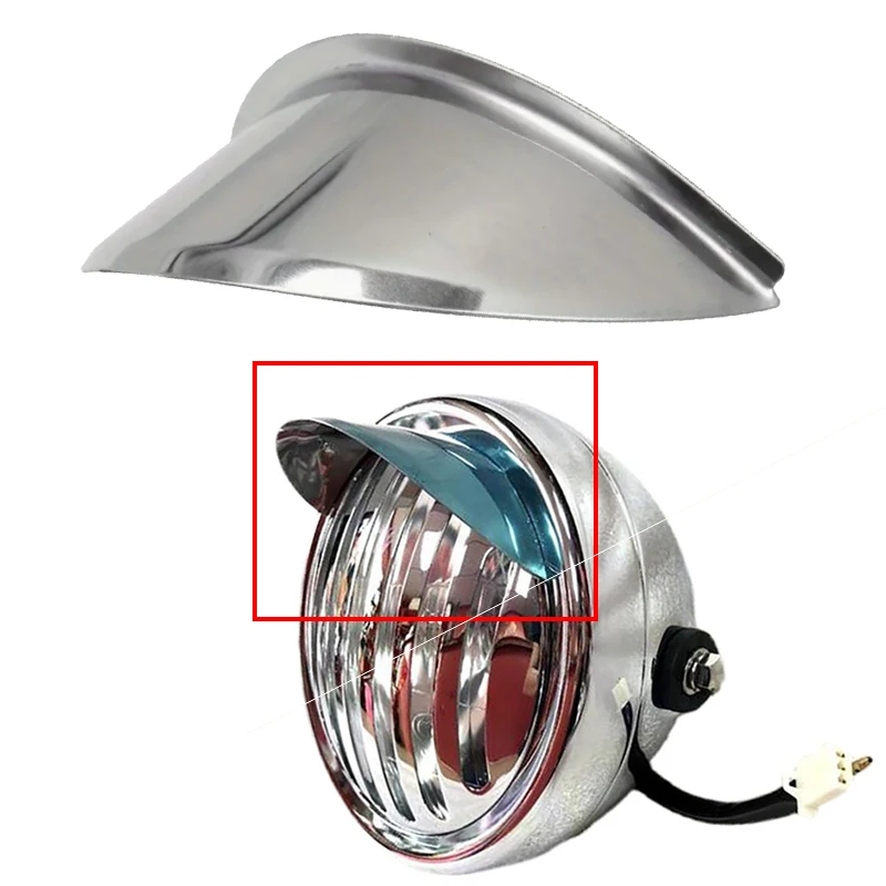 

For Benelli Vespa Triumph 5.75" Chrome Metal Motorcycle Headlight Visor Universal Scooter Motorbike Rainproof Headlamp Cover