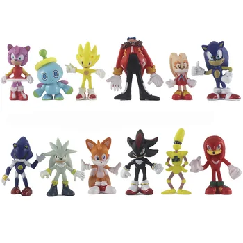 12 adet Set Sevimli Sonic PVC Karakter Oyuncak Kirpi Gölge Kuyruk Şekil 4-6 cm Model Bebek Çocuk Hayvan Oyuncak doğum günü hediyesi