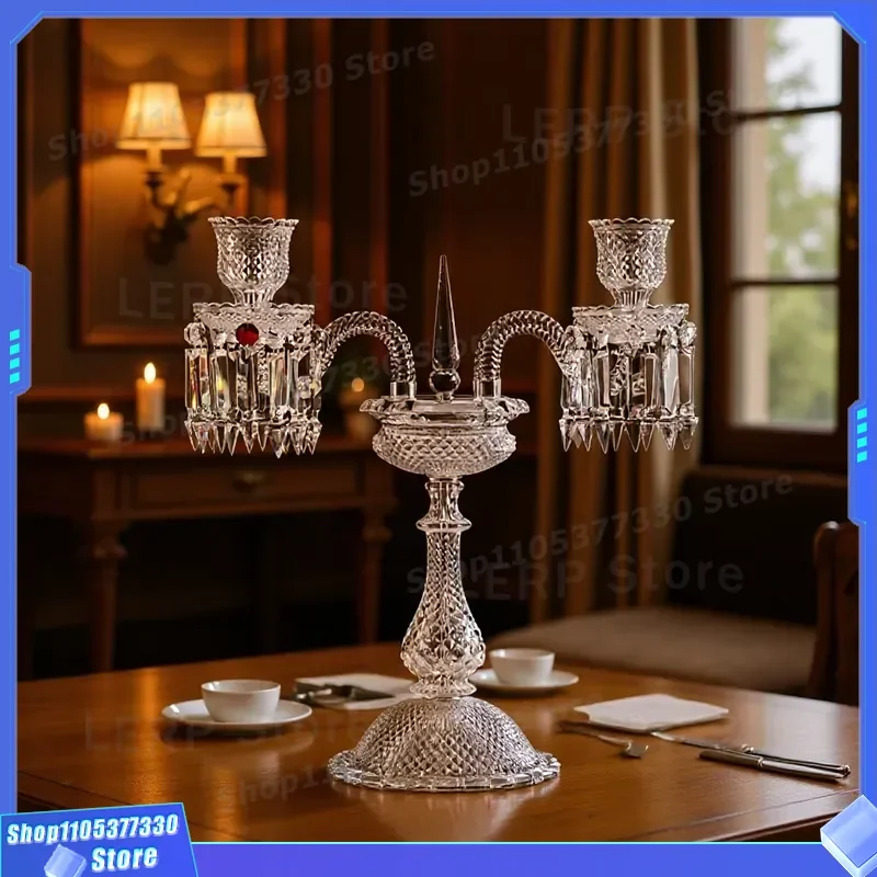 French Style Crystal Candlestick Holder Luxury Home Decor for Dining Table Wedding Party Centerpiece Ornament Hotel