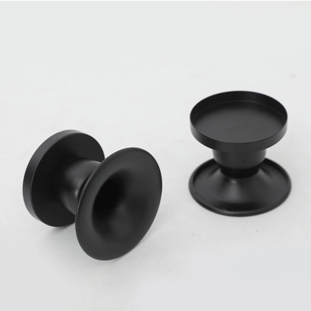 Decorating Christmas Party Black Can Holder Taper Candle Iron Taper Candle Holder 12.5*10.5cm 2pcs Black Clean